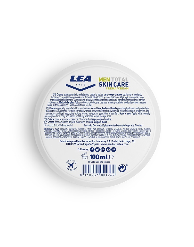 LEA Men Total Skin Care Crema cara, cuerpo, manos 100 ml.